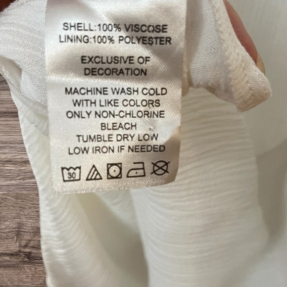 Women's Cream Button Lace Sheer Embroidered Boho Peasant Lined Maxi Dress XL - Picture 10 of 12